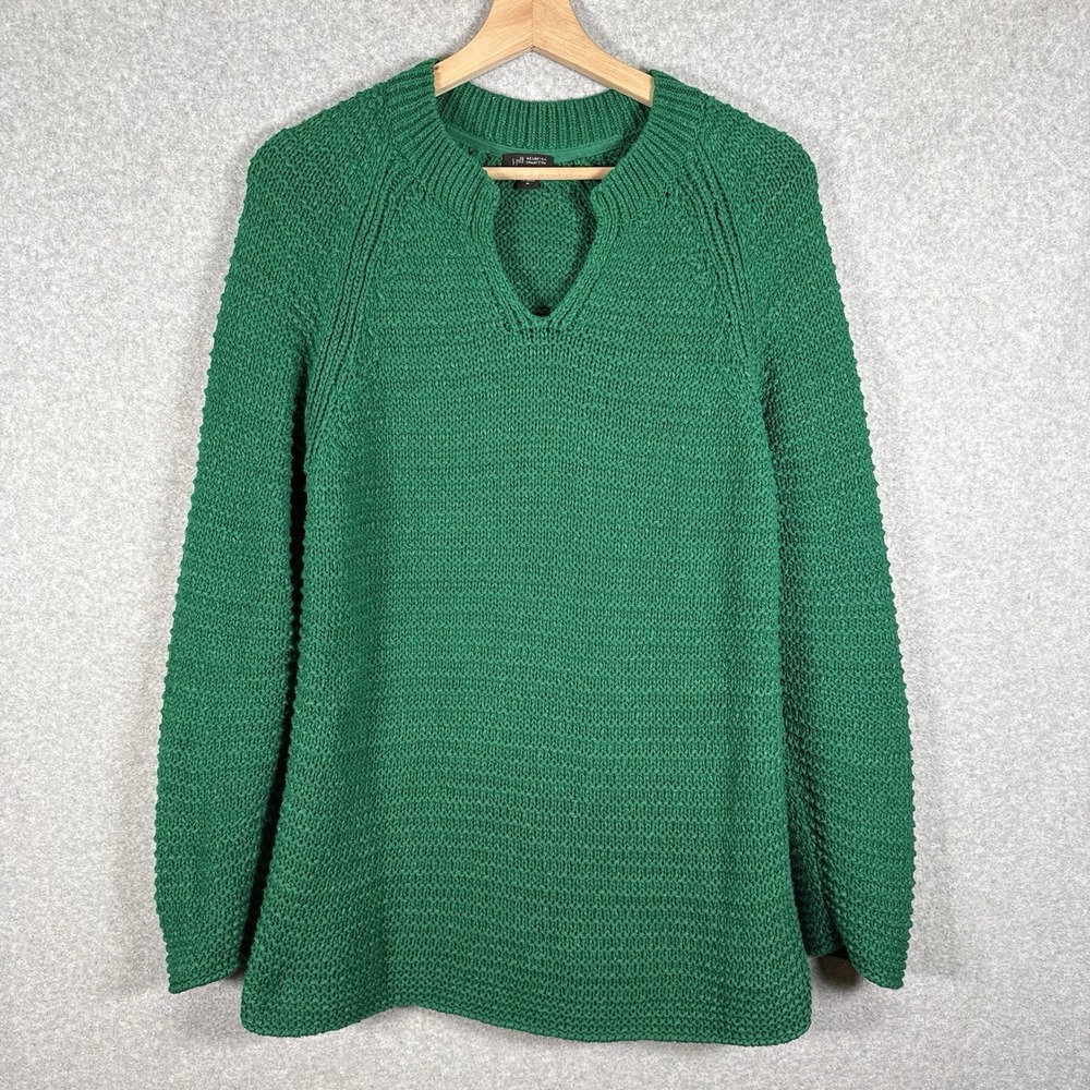 J Jill Wearever Collection Tunic Sweater Womens Medium Green Pullover Cotton - Picture 1 of 6